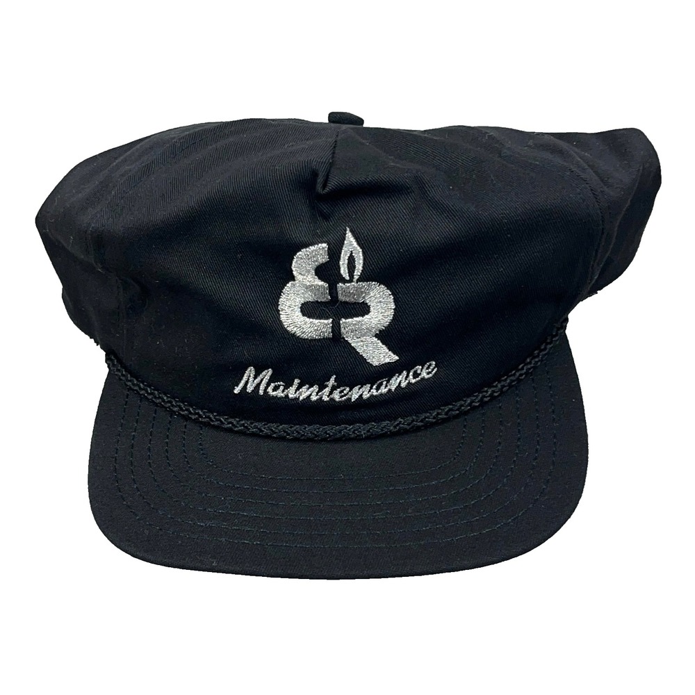 Vintage Elk Run Coal Mine Trucker Hat Cap Black 90s Massey Energy Made USA BS3